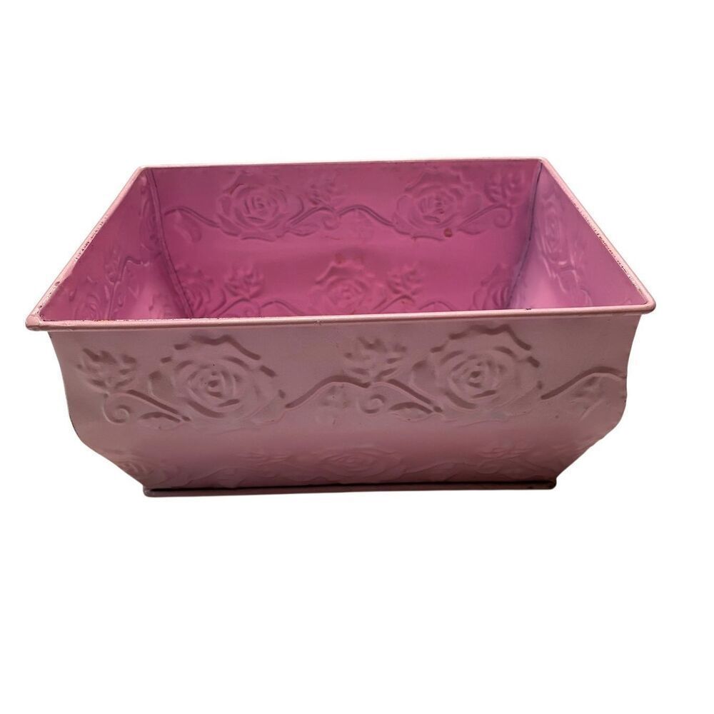 Vintage Original Light Pink Metal Matte Antelope Planter Window Box Art Pottery